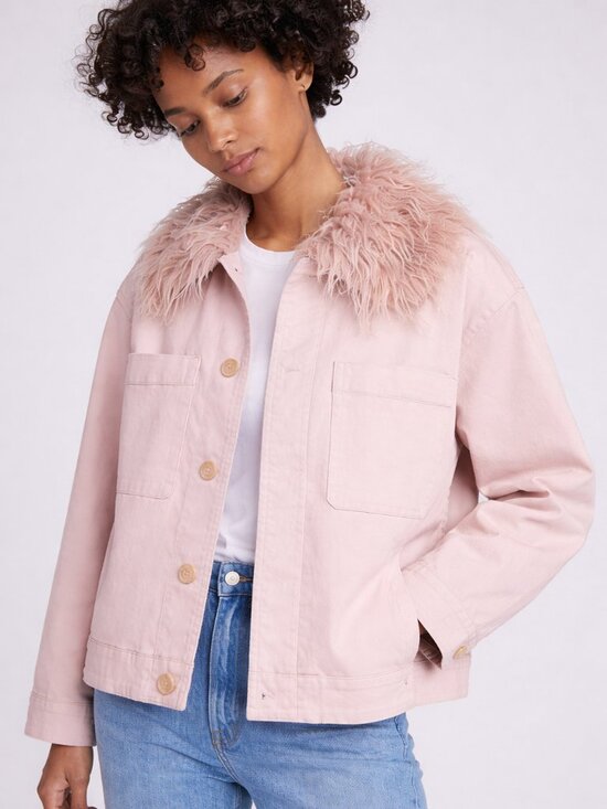 Lou & Grey Jackets & Blazers - Lou & Grey Pink Faux Fur Utility Jacket XXL